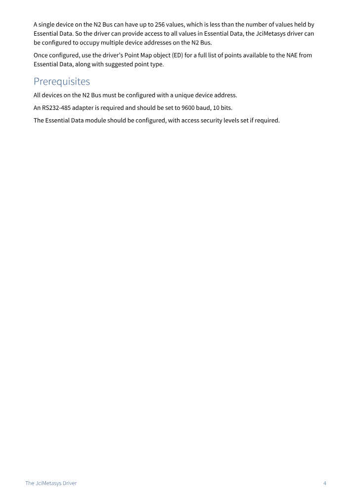 Preview thumbnail of page 4 of the JciMetasys Driver Manual PDF document.